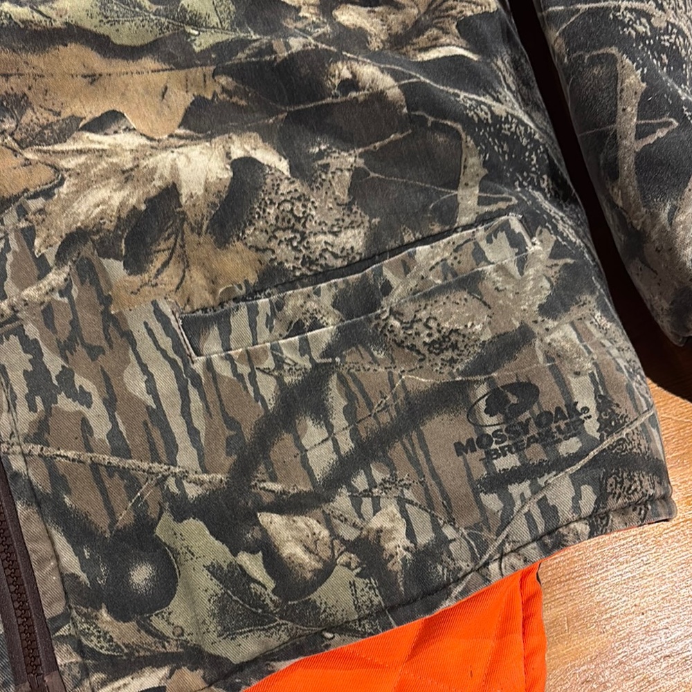 Mossy Oak Camouflage Jacket with Vibrant Orange Accent - Picture 2 of 4